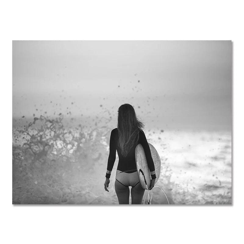 Nordic Black White Seaside Landscape Frameless Wall Poster