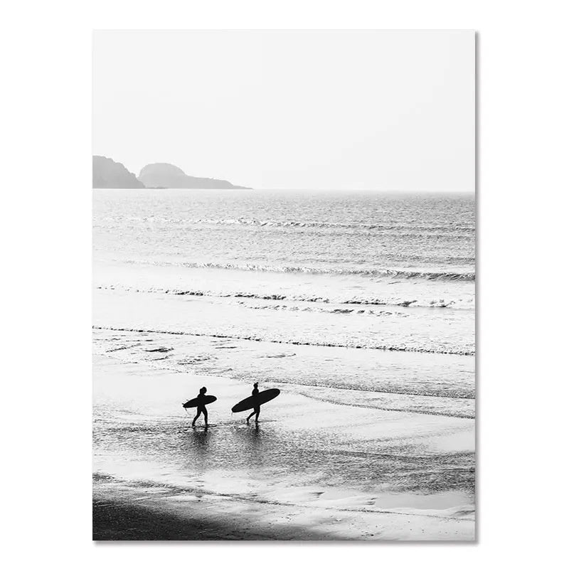 Nordic Black White Seaside Landscape Frameless Wall Poster