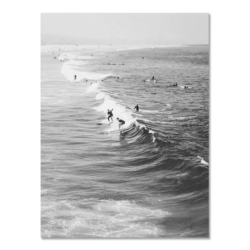 Nordic Black White Seaside Landscape Frameless Wall Poster
