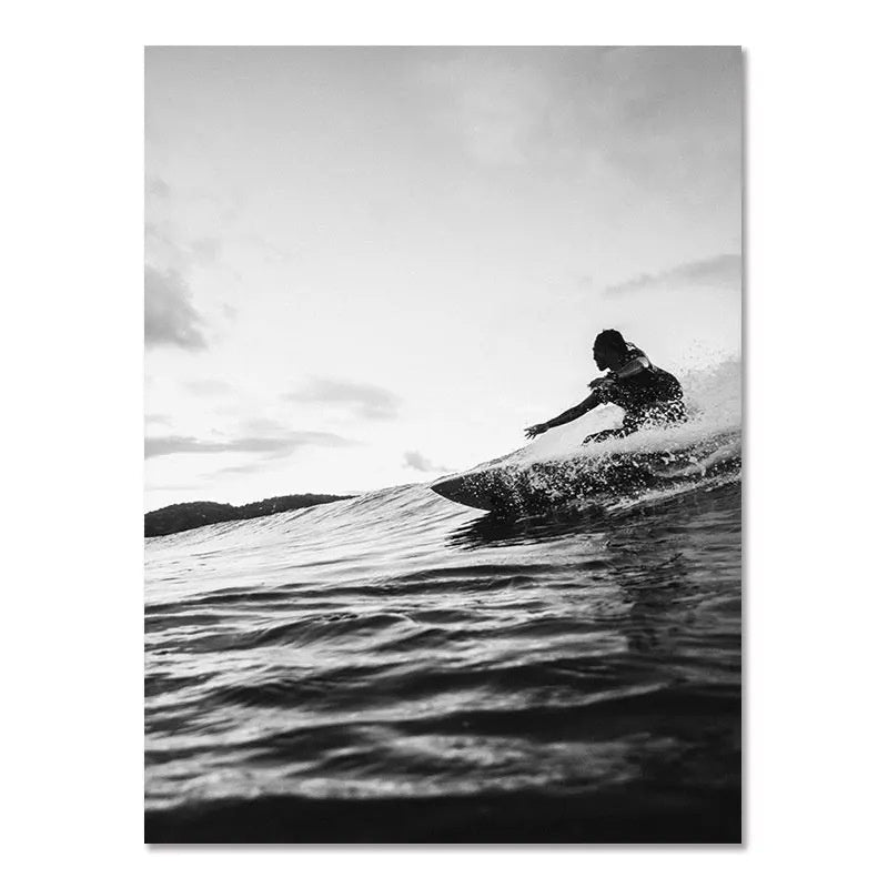 Nordic Black White Seaside Landscape Frameless Wall Poster