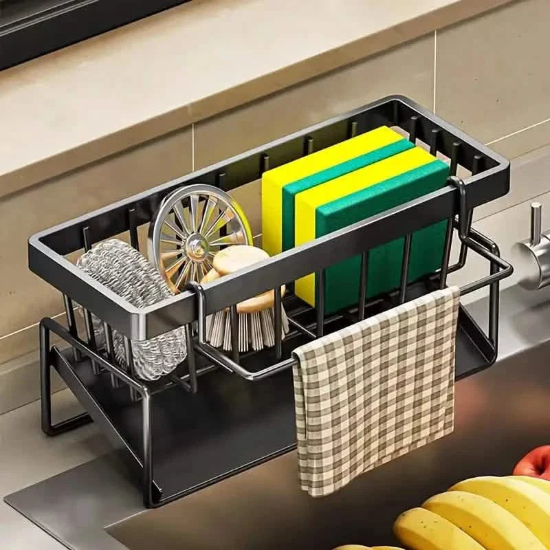 Multi-Functional Kitchen Sink Storage Rack with Drain Basket