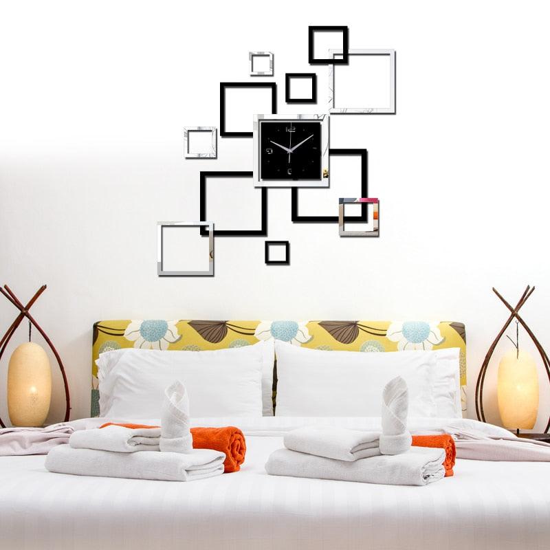 Large 3D Acrylic Mirror Wall Clock Modern Home Decor