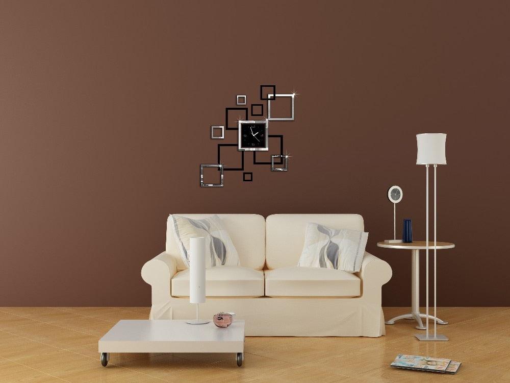 Large 3D Acrylic Mirror Wall Clock Modern Home Decor