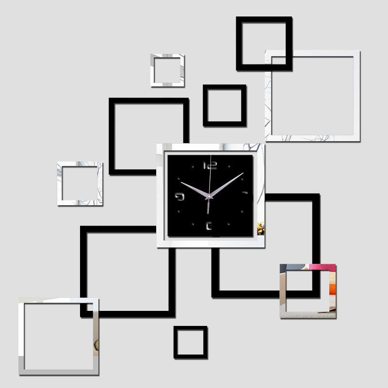 Large 3D Acrylic Mirror Wall Clock Modern Home Decor
