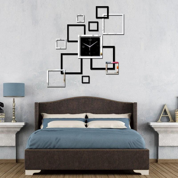 Large 3D Acrylic Mirror Wall Clock Modern Home Decor