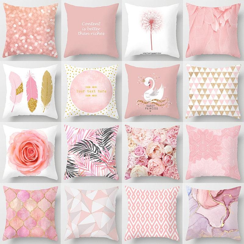 Pink Feather Decorative Pillowcase for Sofa Cushion Covers