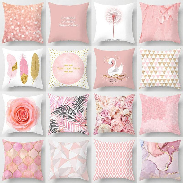 Pink Feather Decorative Pillowcase for Sofa Cushion Covers
