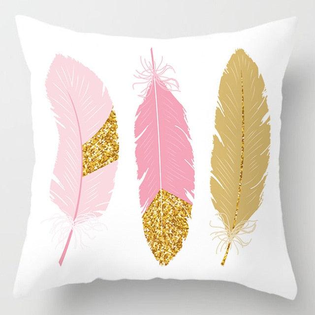 Pink Feather Decorative Pillowcase for Sofa Cushion Covers